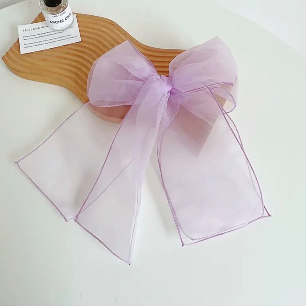 Oversized Black Tule Bow French Barrette Hair Clip - Picture 10 of 10